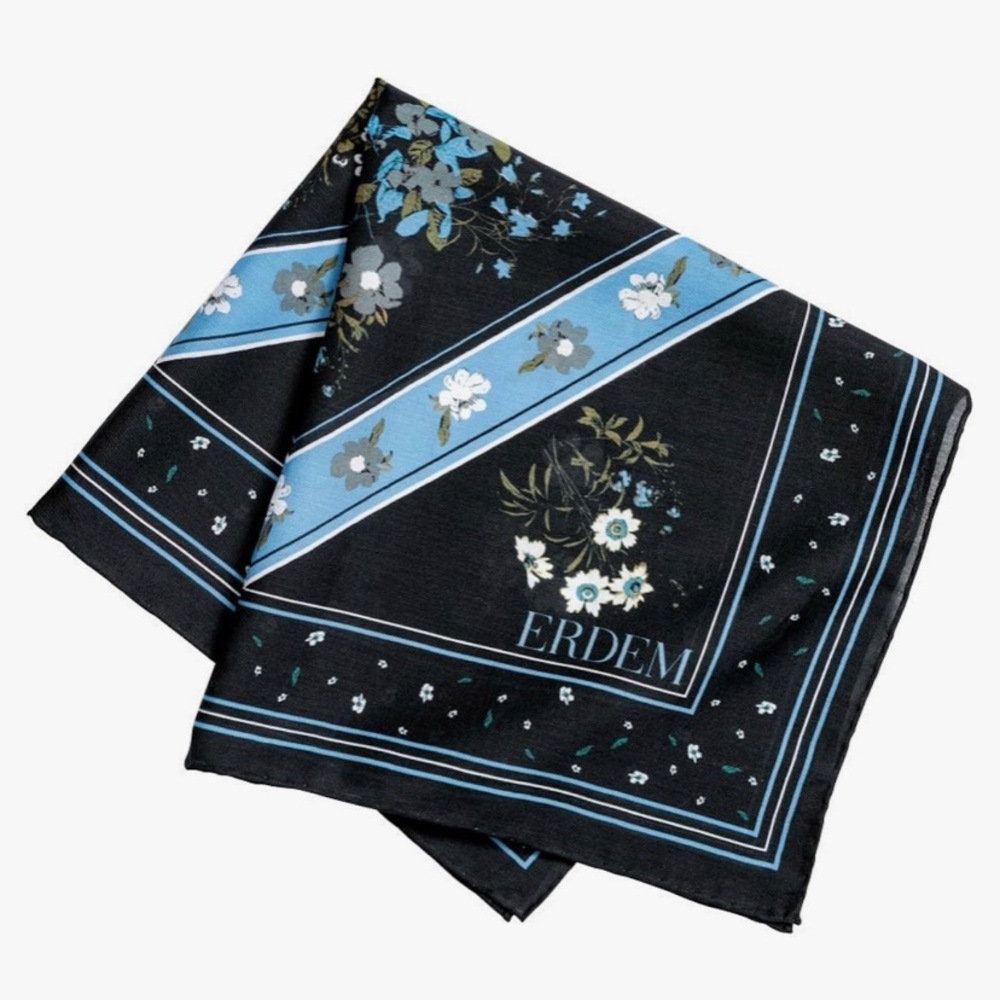 *SOLD* Erdem x HM Black and Blue Floral Scarf